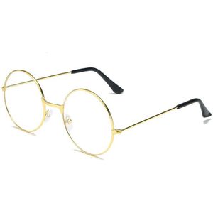 Vintage Retro Metalen Frame Clear Lens Bril Mode Brillen Brillen Frame Zwart Oversized Ronde Cirkel Bril