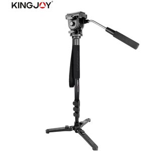 KINGJOY Aluminium Camera Monopod Unipod met Vloeistof Balhoofd Quick Release Plaat Statief Base Draagtas Met 1/4 ""Schroef