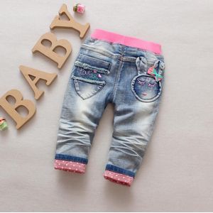 Baby Meisjes Mode Denim Jeans Meisjes Bloemen Riem Skinny Jeans Kinderen Lente Herfst Broek Kind Lange Broek