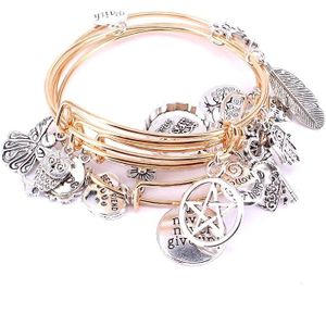 5Pcs Armband Set Zilveren Kleur En Gouden Kleur Armbanden Voor Vrouwen Meisjes Juwellen Gemengde Stijlen Verstelbare Charm Armbanden C035