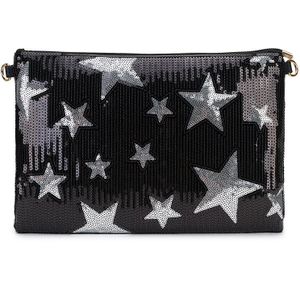 Blingbling Mode Sequin Star Patroon Pu Leather Vrouwen Envelop Tas Dag Clutch Dames Crossbody Messenger Bag Purse