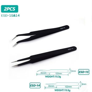 Esd Anti-Statische Roestvrijstalen Pincet Precisie Onderhoud Industriële Reparatie Gebogen Tool Thuis Werken Model Making Hand Tool