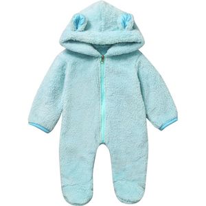 Romper Baby Leuke Meisje Jongen Pasgeboren Winter Fleece Jumpsuit Solid Hooded Romper Warme Jas Uitloper recien nacido bebes