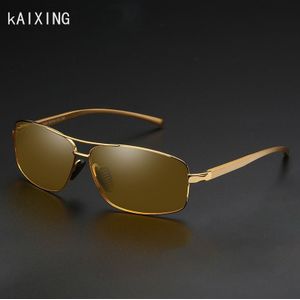 KAIXING Aluminum Polarized Night Vision Goggles Men Sunglasses Women Anti-glare Driving Glasses For Car gafas de fuego