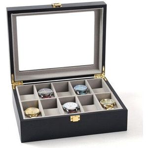 Europese Stijl Horloge Opbergdozen Case Hout Zwart Mechanisch Horloge Display Organizer Vrouwen Sieraden Case Houder