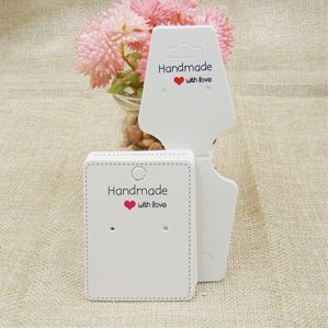 Mode-sieraden set card print handgemaakte met liefde kraft/wit sieraden ketting display card 100 stks + oorbel verpakking card100pcs