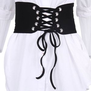 Rosetic Bandage Riemen Vrouwen Mode Lace Up Zwart Wit Casual Eenvoudige Goth Accessoires Brede Taille Riem Gothic Cumberbanden