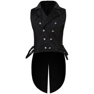 Mens Suit Vest Slipjas Black Gothic Steampunk Victoriaanse Vest Mannen Party Cosplay Prom Kostuum Bruiloft Tuxedo Vesten Mannelijke