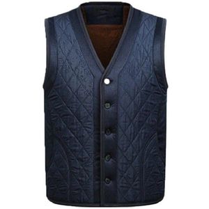 Wbddt Vest Mannen Mouwloze Fleece Vest Argyle Jas Heren Warm Vest Winter Dikke Man Vesten Oude Mannen Losse Blauwe Druppels