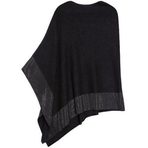 Vrouwen Winter Zwart Breien Mantel Vleermuis Mouw Crystal Kralen Onregelmatige Cape Britse Stijl Elegante Vrouwen Trui Poncho