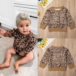 Kid Baby Meisje Lange Mouwen Ronde Hals Leopard Trui Tops T-shirts Sprint Herfst Mode Toevallige Sweater
