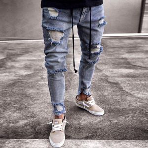 Skinny Ripped Jeans Voor Mannen Mannelijke Blauw Motorfiets Jeans Denim Broek Hip Brand Gat Biker Jeans Plus Size XXXL