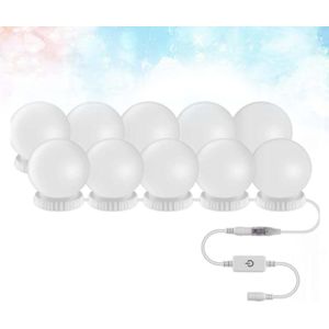 10Pcs Make-Up Spiegel Ijdelheid Led Lamp Gloeilampen Kit Voor Dressing Stijl Wit Licht Met Smart Memory Touch Dimmer (Us Plug)