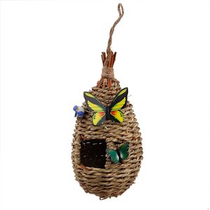 Hand Geweven Mand Kleine Boom Opknoping Vogelhuisjes Nestelen Huis Nest Vogel Hideaway Cage Voor Home Office Tuin Decoratie