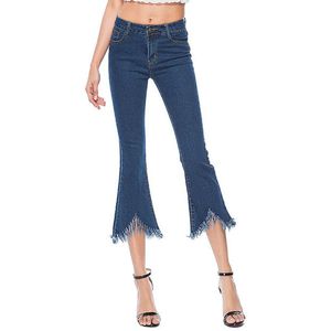 Vrouwen Skinny Bell-Bottoms Denim Jeans Stretch Slim Broek Kalf Lengte Broek 3.18