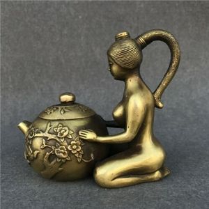 Collectie Chinese Perfect Brons Handgemaakte Naakt Schoonheid Pruim Blossed Winepot Flagon/theepot