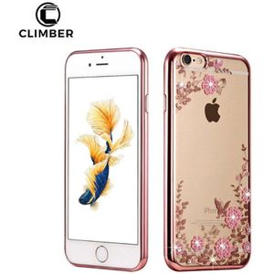 Geheime Tuin Bloemen Diamond Rhinestone Galvaniseren Transparante Zachte TPU Telefoon Case Voor iPhone 6 7 8 Plus 7plus 8plus X Cover