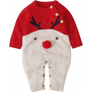 Winter Kerst Pasgeboren Baby Meisje Gebreide Romper Jumpsuit Overall Trui Warme Herfst Herfst Wol Xmas Kleding