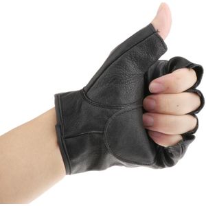 Unisex Punk Vrouwen Mannen Black Half Vinger Lederen Winter Vingerloze Handschoenen