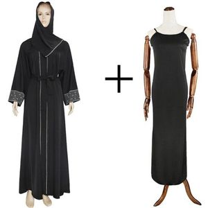 Zwarte Abaya Dubai Turkije Moslim Hijab Jurk Caftan Marocain Arabe Islamitische Kleding Kimono Femme Musulmane Djellaba