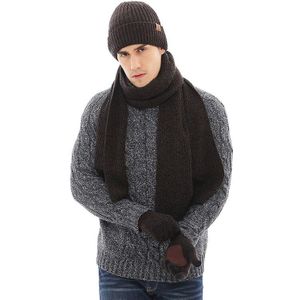 RUNMEIFA Mode Sjaal, hoed en Handschoen Sets Voor Man Warm Sets Studenten Acryl Warm Winter driedelige Sets Knappe Leider