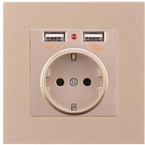 Dual USB Outlet Poort 5 V 2.1A Wall Charger Adapter 16A Stopcontact EU Frankrijk Standaard LED Indicator PC plastic Panel