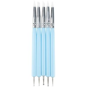 5Pcs 2 Way Aardewerk Clay Ball Stylussen Gereedschappen Polymeer Klei Tool Nail Art Gereedschap Siliconen Kleur Shapers Puntjes tool