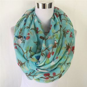 Warm Vrouwen Loop Sjaal Bloem Ring Sjaal Vrouwelijke Bloemenprint Chevron Infinity Sjaals Animal Vogel Cirkel Sjaal Wrap