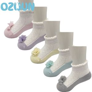 5 Paar Veel Lente Zomer Baby Meisjes Bloem Katoenen Mesh Korte Sokken Pasgeboren Antislip Losse Top 5 Kleuren Sokken Set 12M