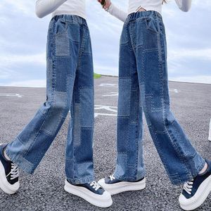 Tiener Meisjes Jeans 2022 Lente Casual Mode Losse Blauw Kids Been Wijde Broek School Kinderen Broek 3 4 6 5 8 10 12 Jaar