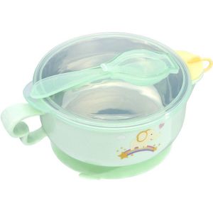 Baby Servies Roestvrijstalen Kom Kindje Water Infusie Warmte Behoud Kom Aanvullende Voerbak Zuignap Lepel Set