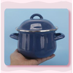 Emaille Pot, Emaille Soeppan, Verdikte Emaille Dubbele Oor Pot, Mini Pot. 16 Cm 1.5L.