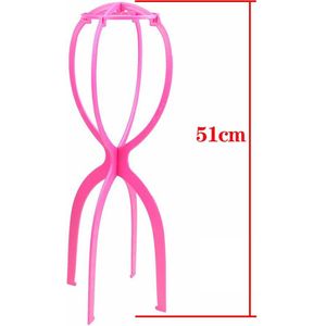 1Pc Zwart/Roze Kleur Ajustable Pruik Stands Plastic Hoed Display Pruik Hoofd Houders Mannequin Hoofd Stand Draagbare Vouwen pruik Stand
