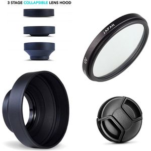 3 Stage Inklapbare Rubber Camera Lens Hood Uv Filter Lens Cap Voor Sony HX400V HX350 HX300 H400 Digitale Camera &#39;S
