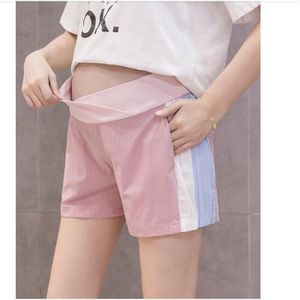 Shorts Femenino Voor Zwangerschap Zomer Lage Cross Dunne Zomer Buik Elastische Wasit Met Pocket Broek Plus Size 2XL M Roze zwart