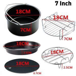 6/7 Inch Air Friteuse Accessoires Set Voor Gowise Phillips Cozyna Bakken Mand Pizza Plaat Grill Pot Keuken Koken Tool Voor party