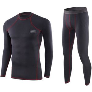 Esdy Motorfiets Thermische Ondergoed Set Mannen Motorfiets Skiën Winter Warm Base Lagen Strakke Lange Onderbroek Tops & Broek Set zwart