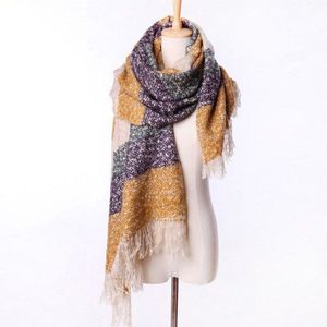 Vrouwen Herfst Winter Mohair Kasjmier Zoals Sjaal Lange Maat Warme Mode Sjaals & Wraps Voor Lady Casual Patchwork Accessoires