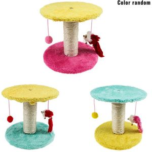 Kat Scratcher Speelgoed Kat Krassen Platform Kat Klimrek Kitten Springen Platform Post Boom Scratcher Pole Geel Blauw