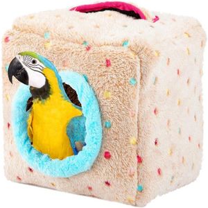 Wsfs Bird Snuggle Hut Nest- Winter Warm Pluche Vogels Nest Huis Opknoping Snuggle Hideaway Cave Bed Speelgoed Voor grote Vogels Papegaaien