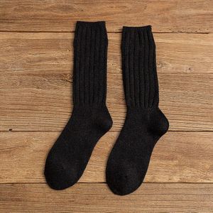 Harajuku Wollen Vrouwen Sokken Zachte Katoenen Vrouwen Sokken Effen Kleur Hoge Buis Sokken Voor Meisjes Winter Leuke Dikke Stapel sokken Dame