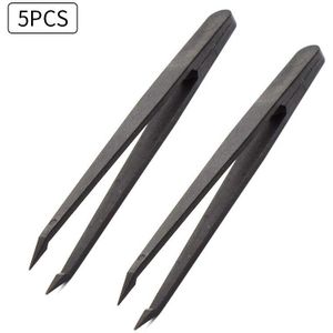 5Pcs Precisie Pincet Anti-Statische Zwarte Carbon Pincet Tool Pincet Kit Voor Ambachtelijke Sieraden