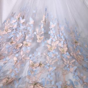 140*100Cm Zwart 3D Wedding Dress Bridal Applique Diy Bruids Hoofdtooi Sjaal Sluier Vlinder Geborduurde Kant Stof Patch