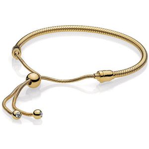 100% 925 Sterling Zilveren Armband Rose Goud 18 Gouden Glitter Instant Slide Shine Momenten Glijden Armband