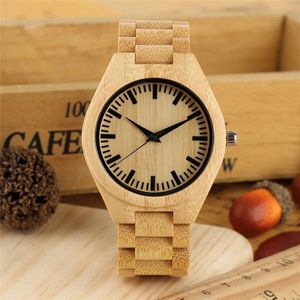 Eenvoudige Horloges Mens Natuurlijke Bamboe Hout Horloge Handgemaakte Verstelbare Volledige Houten Armband Horloges Quartz Horloges Voor Mannen Vrouwen