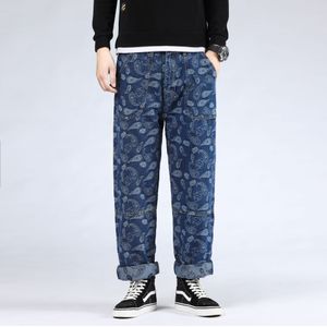 Hoge Taille Losse Rechte Denim Broek Japanse Streetwear Bandana Jeans Mannen Plus Size Hip Hop Casual Vintage Mode Kleding