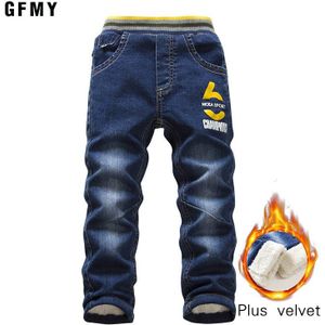 Gfmy Leisure Winter Plus Fluwelen Jongens Jeans 3 Jaar-10 Jaar Warm Houden Straight Type Kinderen broek