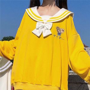 Japanse Zoete Beer Sailor Kraag Student Lange Mouw Trui Vrouwen Herfst Kleding Losse Top School Girl Uniform