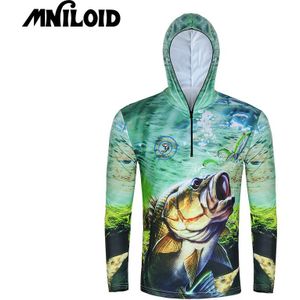 MNILOID Sneldrogende Vissen Kleding Lange Mouw ML XL XXL XXXL Hooded Zonwering vissen shirt Ademend Anti-Uv t-shirt