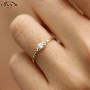 Inmaker Delicate Dunne Vinger Ringen Voor Vrouwen Cz Engagement Wedding Ring Goud Kleur Kubieke Zirkoon Ring Vrouwelijke Sieraden H40